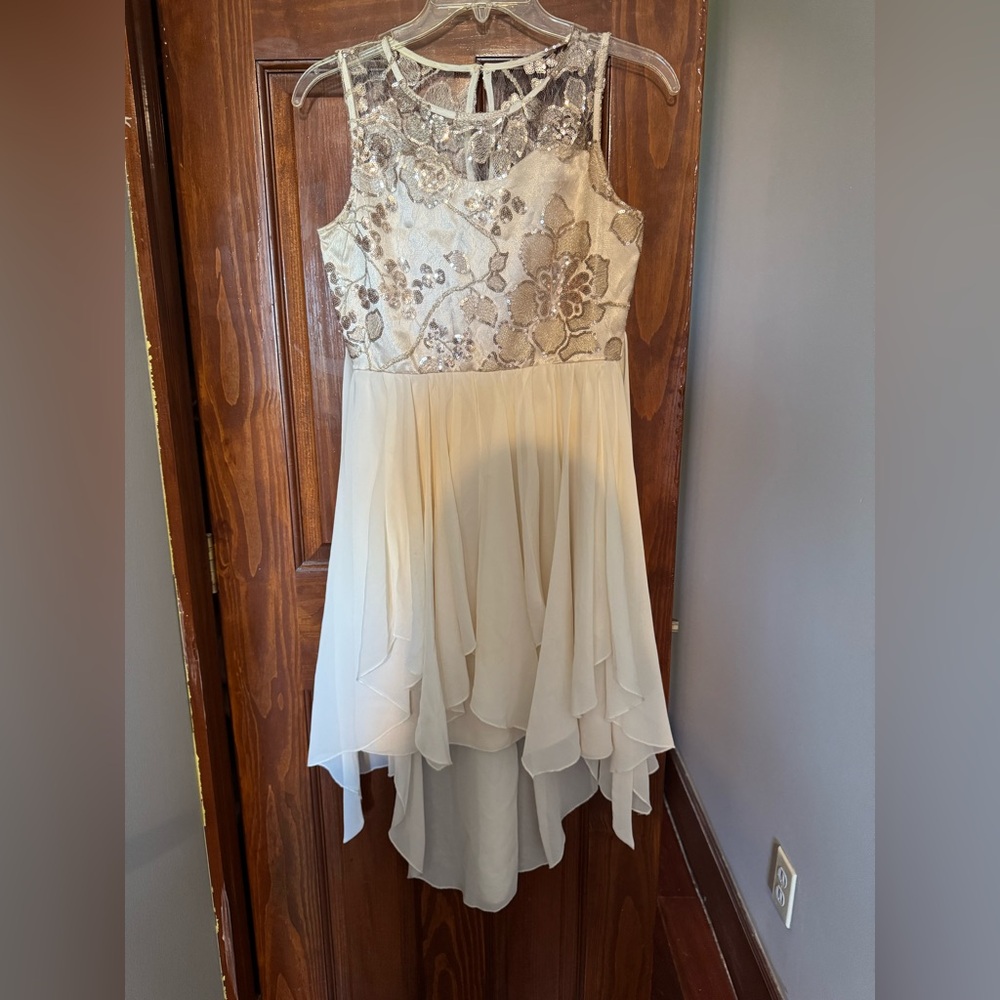 Elegant Cream Floral Lace Kids Formal Dress